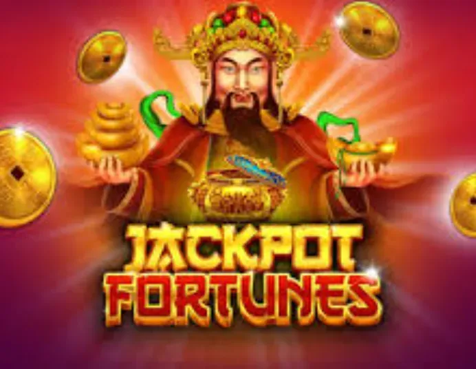 Jackpot Fortunes - Banner with golden coins and deity.